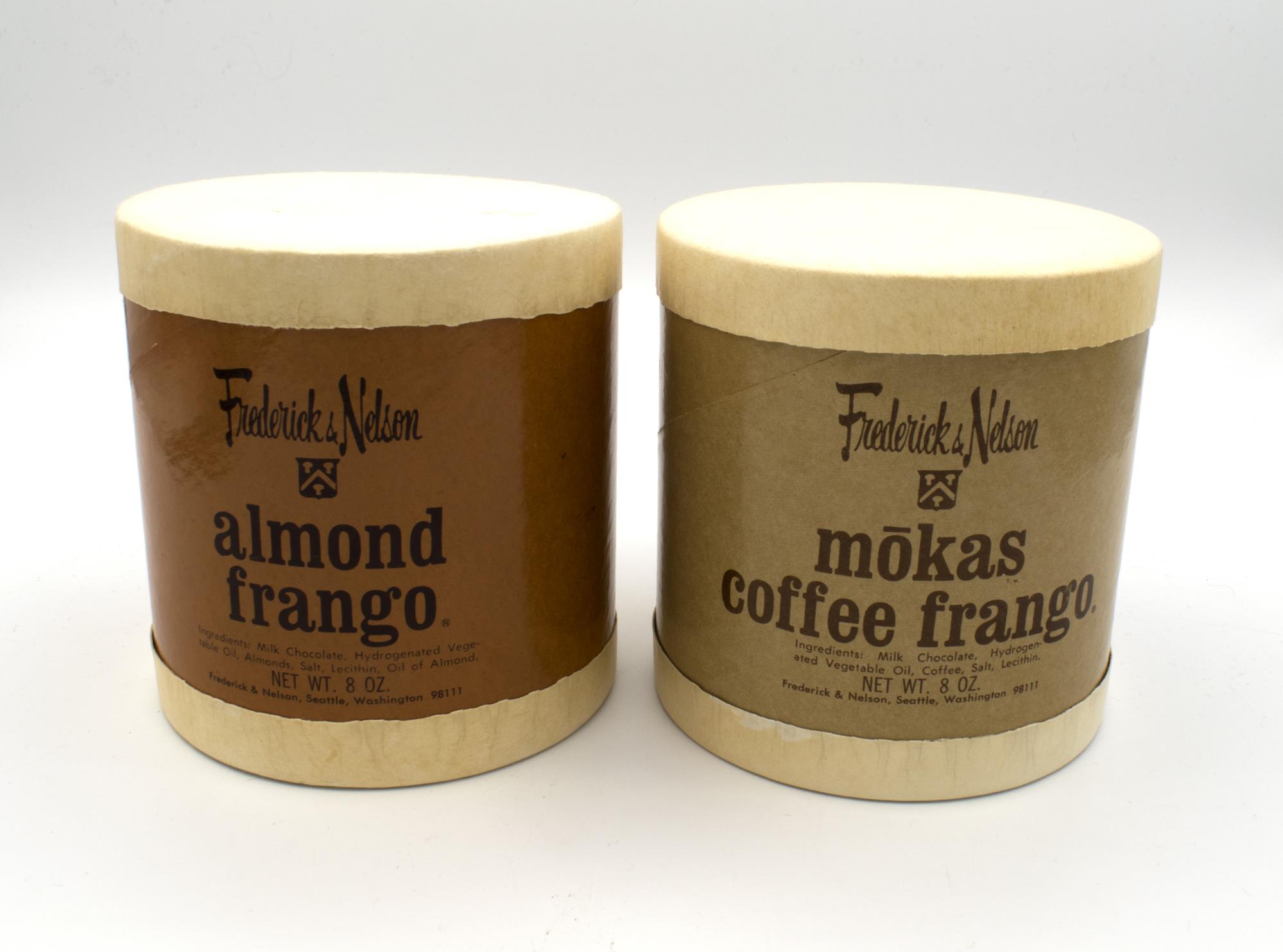 Image of Round box for Almond Frangos, ca. 1980s