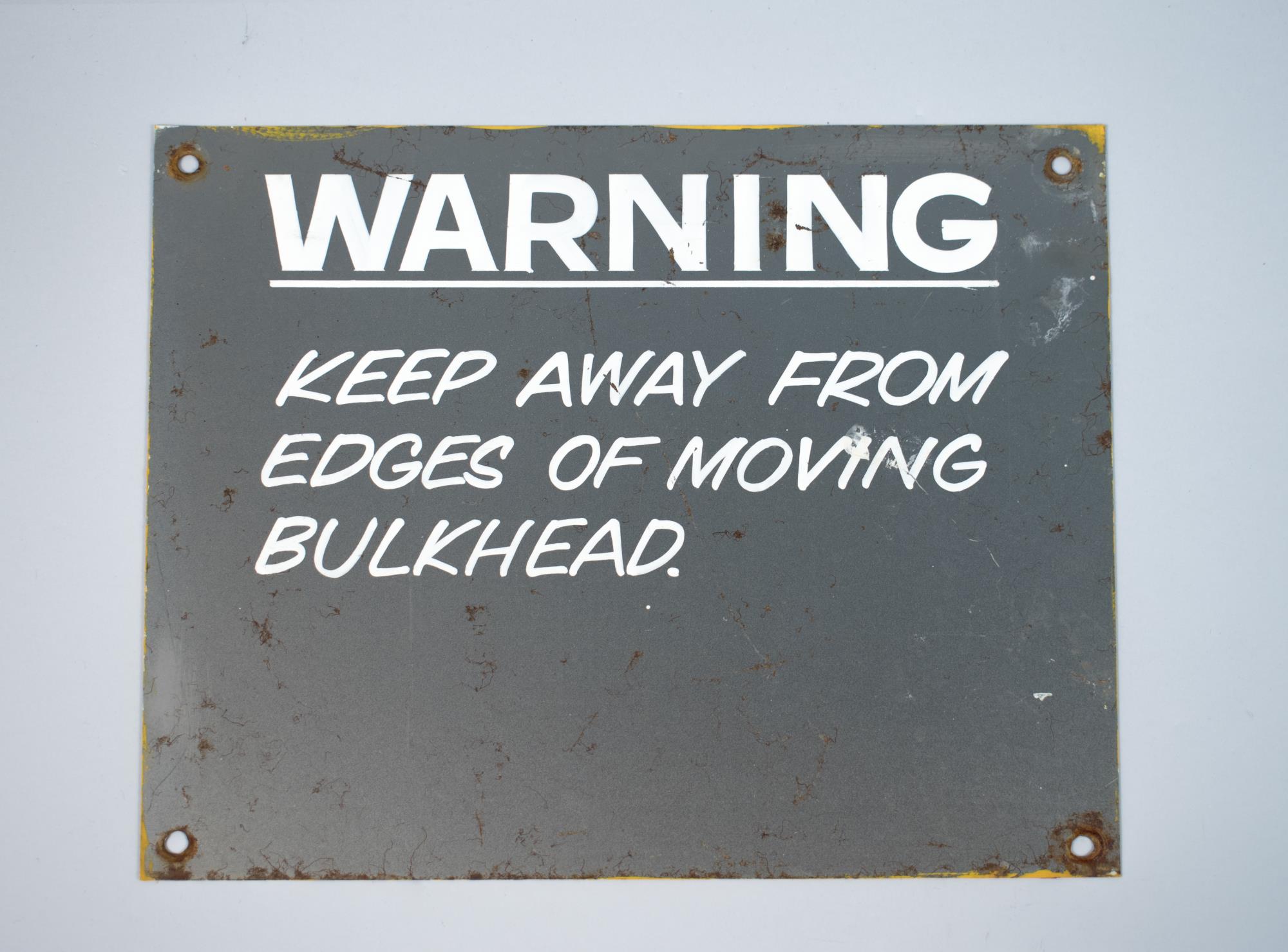 Image of Warning sign from the Tank Room in the Naval Reserve Center Armory building at South Lake Union, ca. 1941