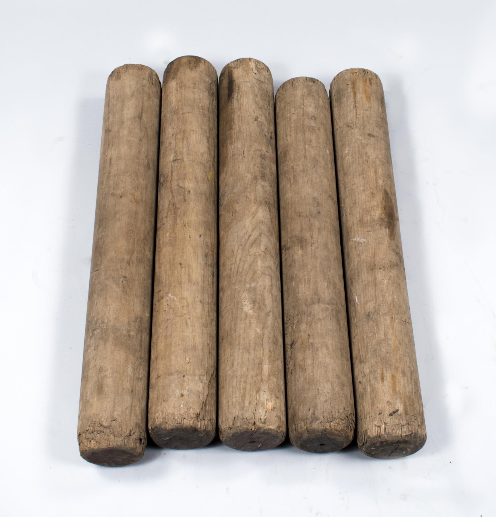 Image of Set of five house moving log rollers, ca. 1880