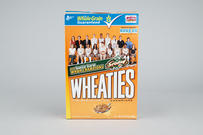 Image of Wheaties cereal box featuring the 2010 Seattle Storm WNBA Champions, ca. 2011