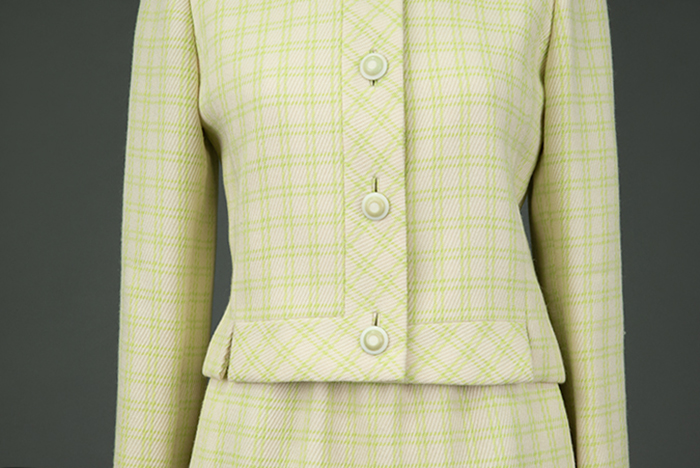 Image of Green and white plaid skirt suit from Best's Apparel ca. 1960-1964