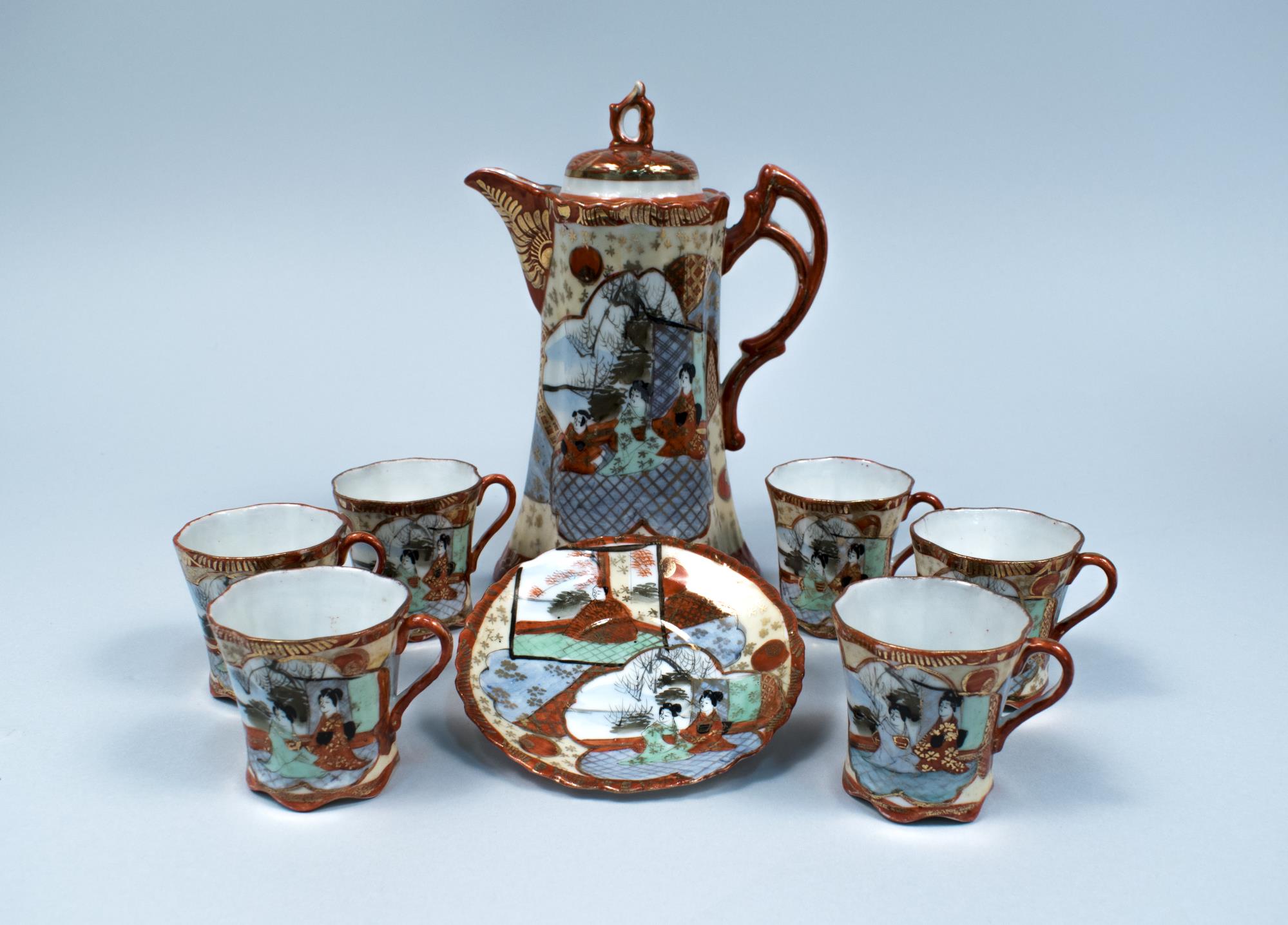 Image of Japanese-themed souvenir tea set from the Alaska-Yukon-Pacific Exposition (AYPE) in Seattle, WA, 1909