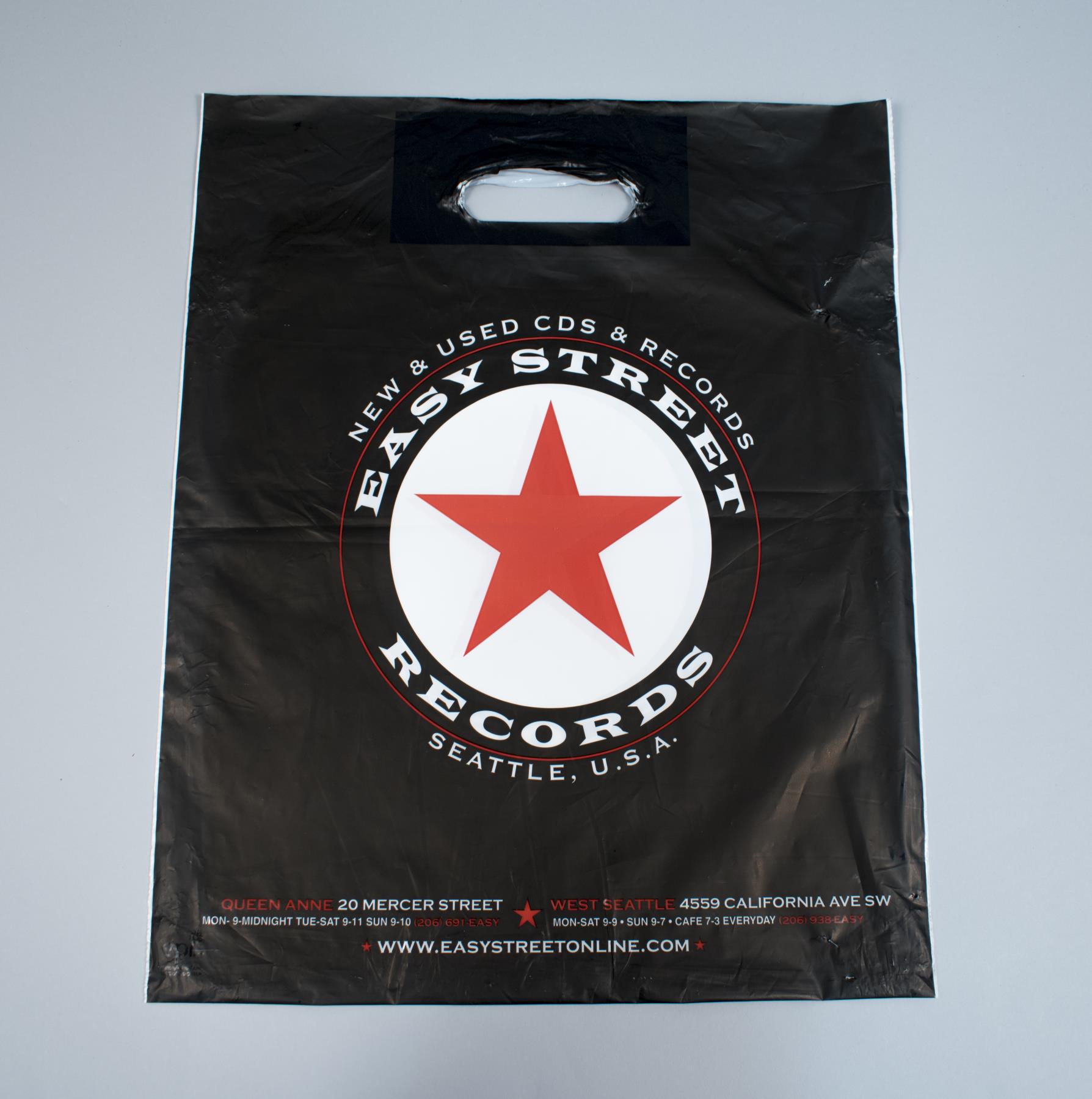 Image of Pair of plastic shopping bags from Easy Street Records, Seattle, WA, ca. 2013
