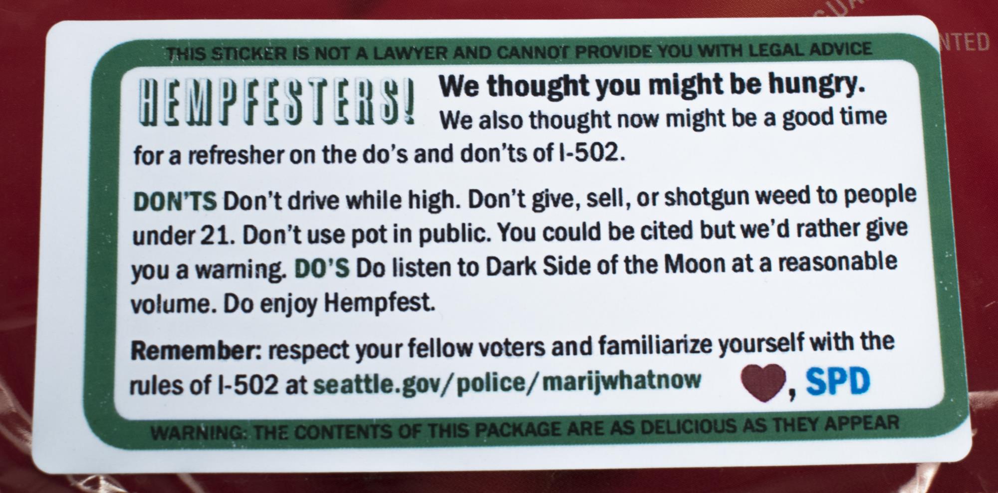 Image of Empty bag of Doritos brand tortilla chips which was handed out by the Seattle Police Department during Hempfest Seattle, 2013