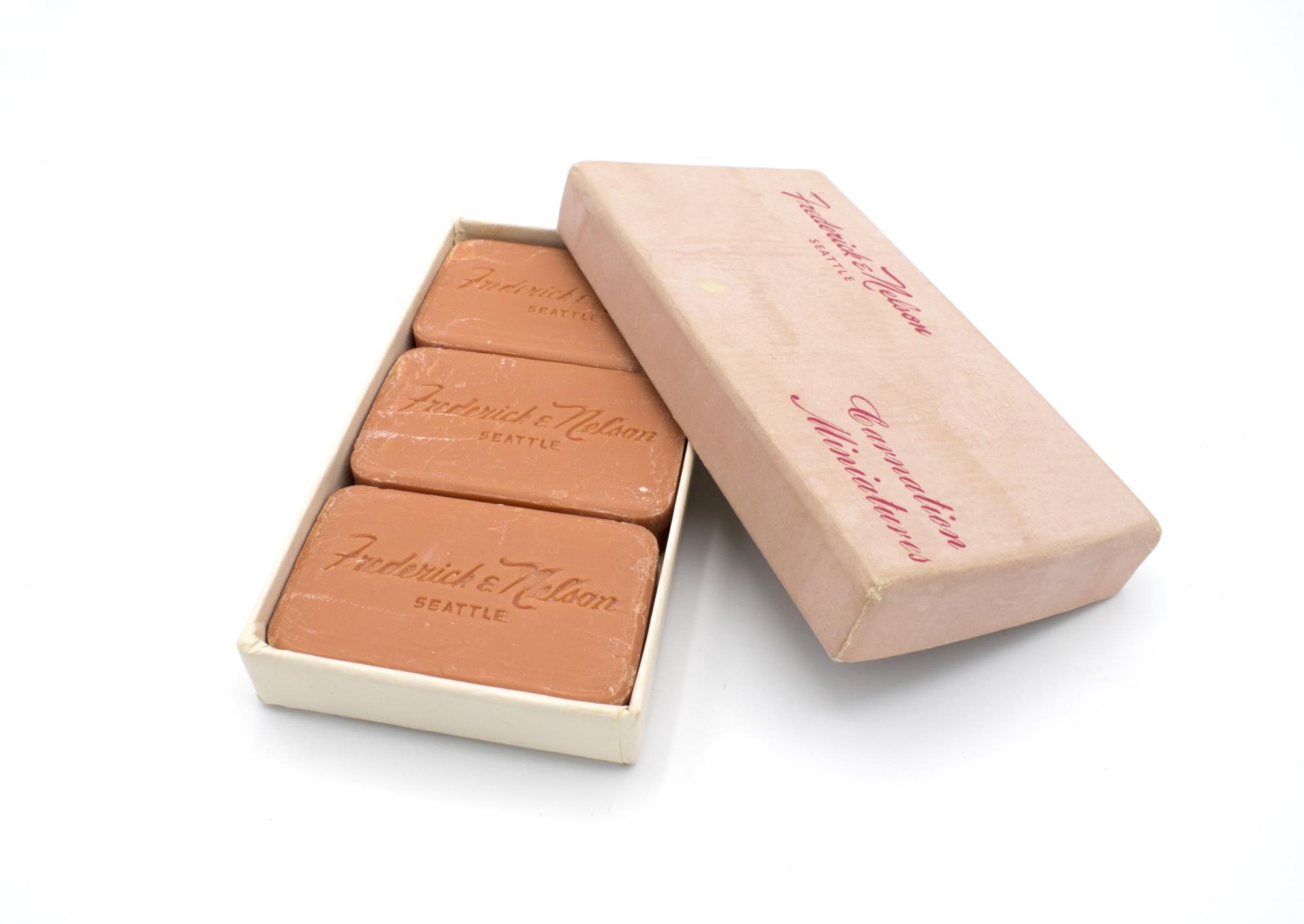 Image of Small box of guest soaps from Frederick & Nelson, Seattle, 1950s