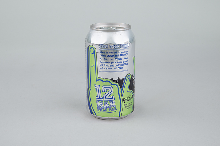 Image of Beer can, 12 Man Pale Ale, celebrating the 12th Man Seahawks fans, ca. 2013