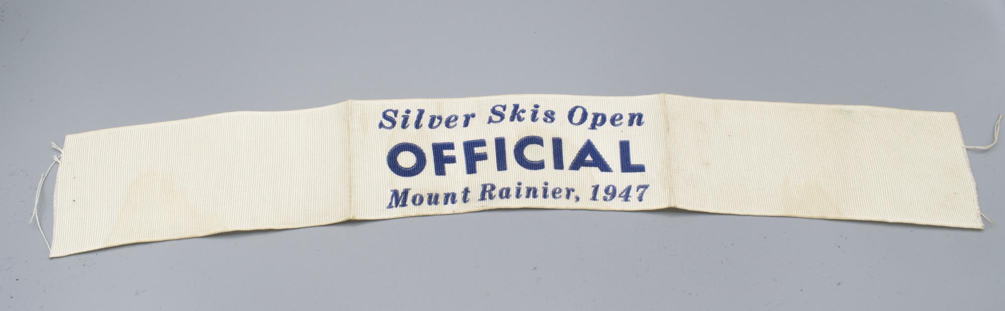 Image of Official ribbon armband for the Silver Skis Open on Mount Rainier, 1947