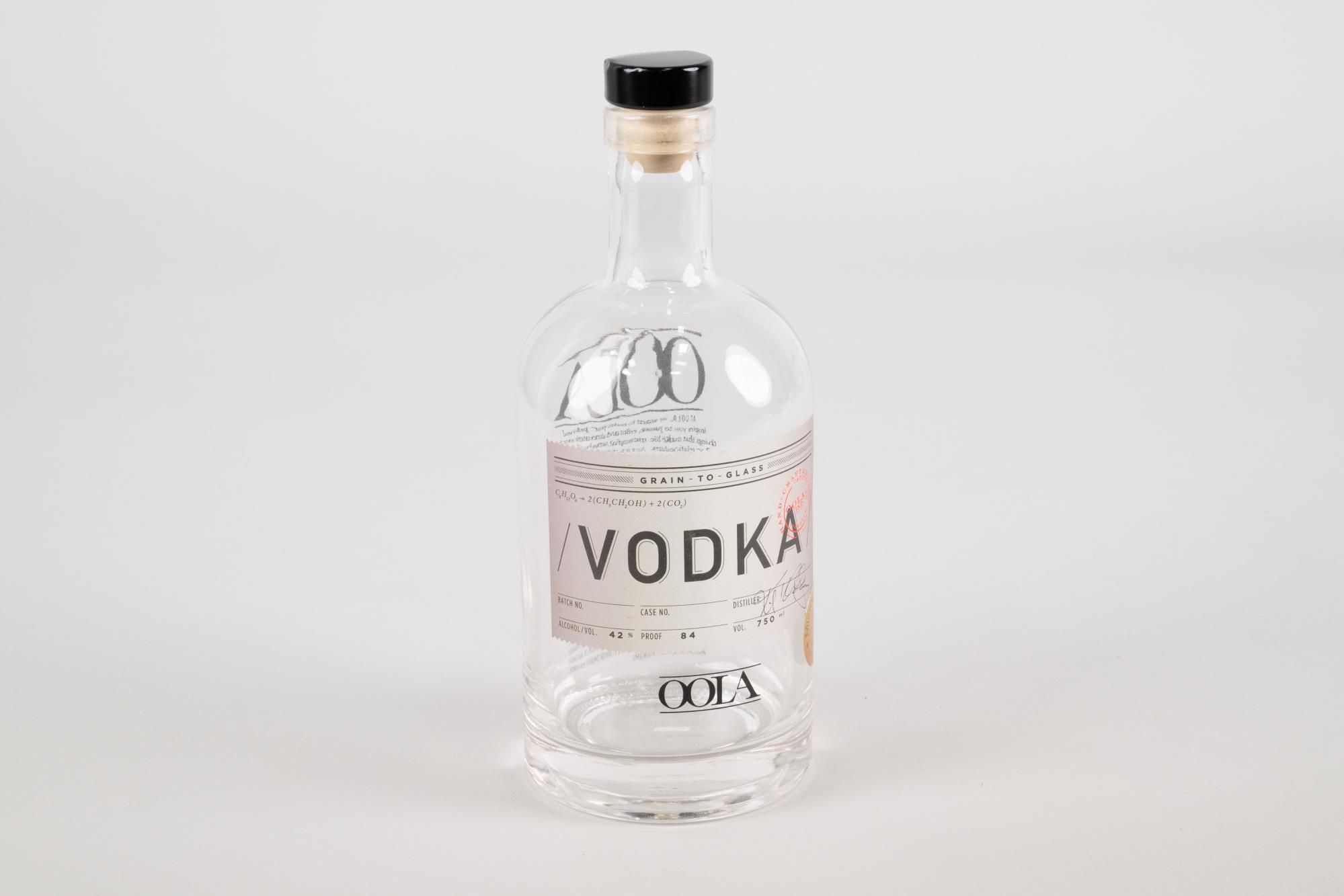 Image of Vodka bottle from Oola Distillery in Seattle, 2014