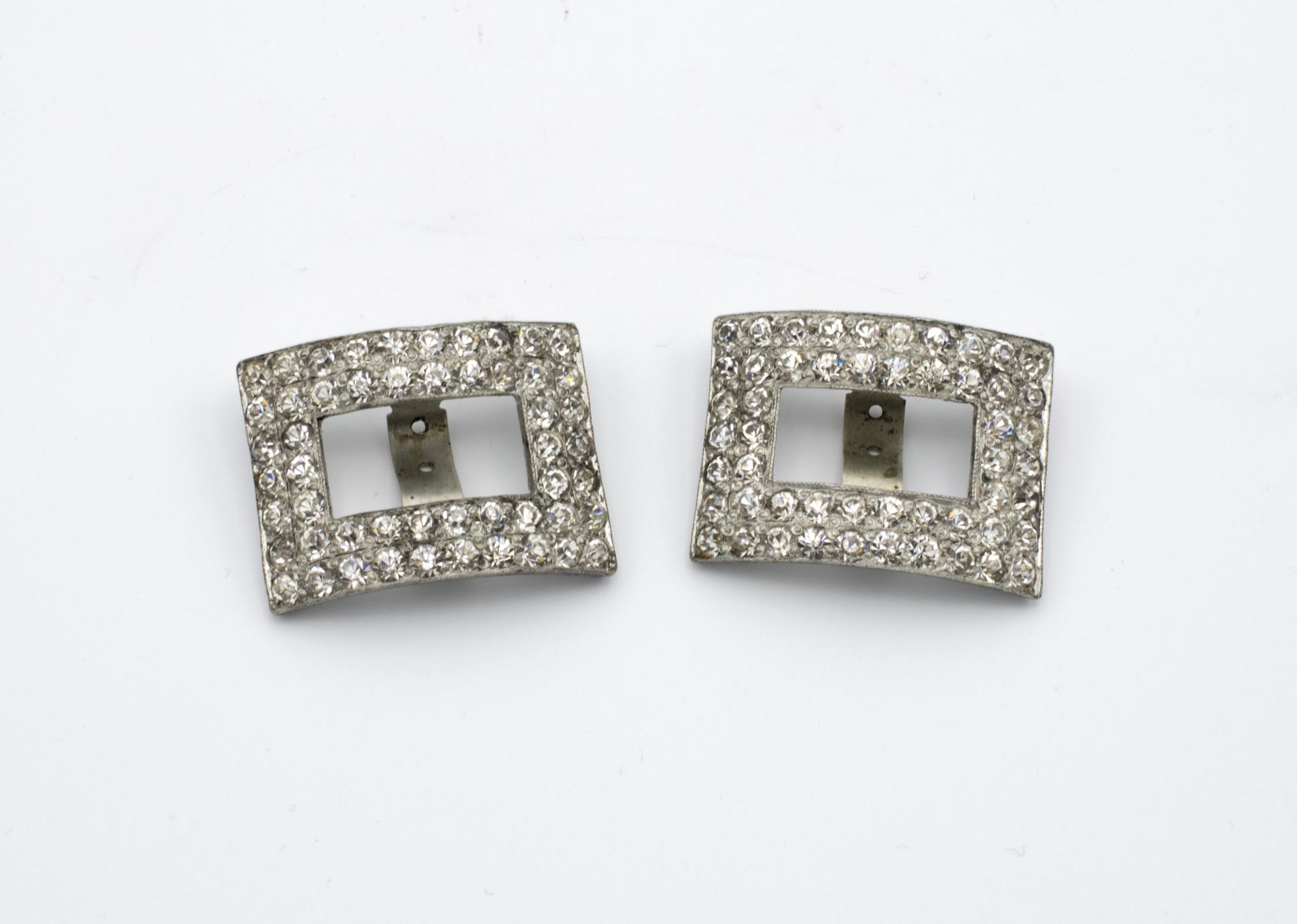 Image of Pair of rhinestone shoe clips, 1910s