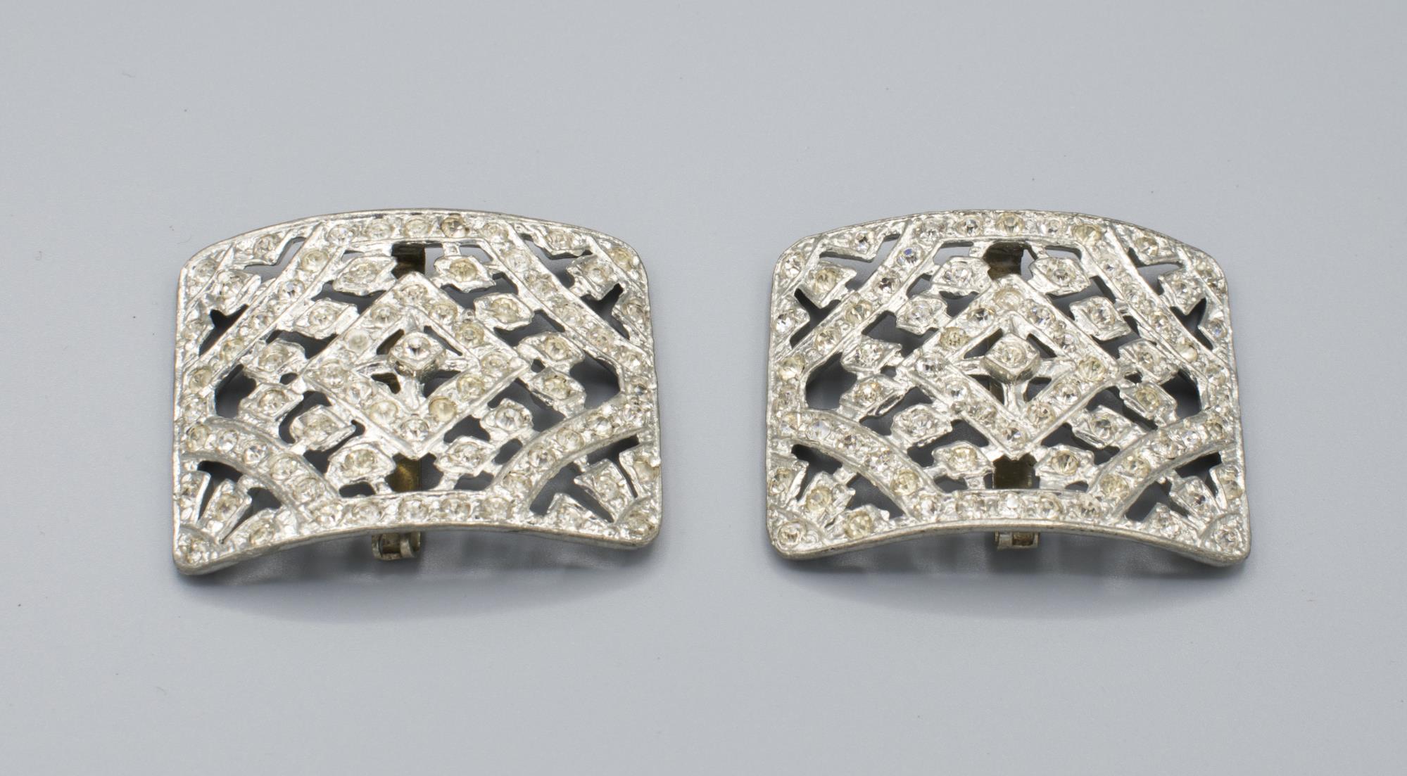 Image of Pair of rhinestone shoe clips, 1910s