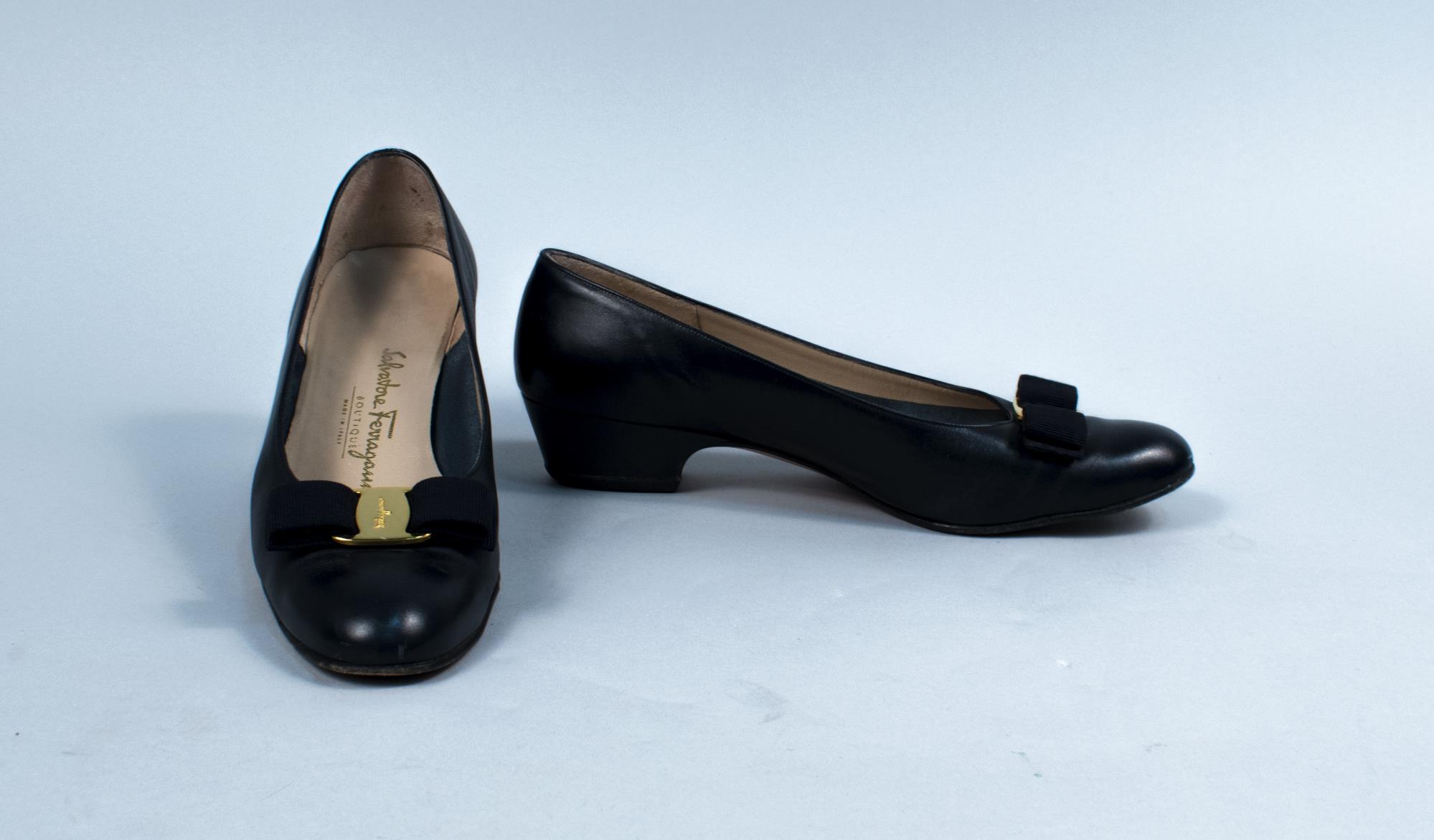 Image of Navy Ferragamo shoes, early 1990s