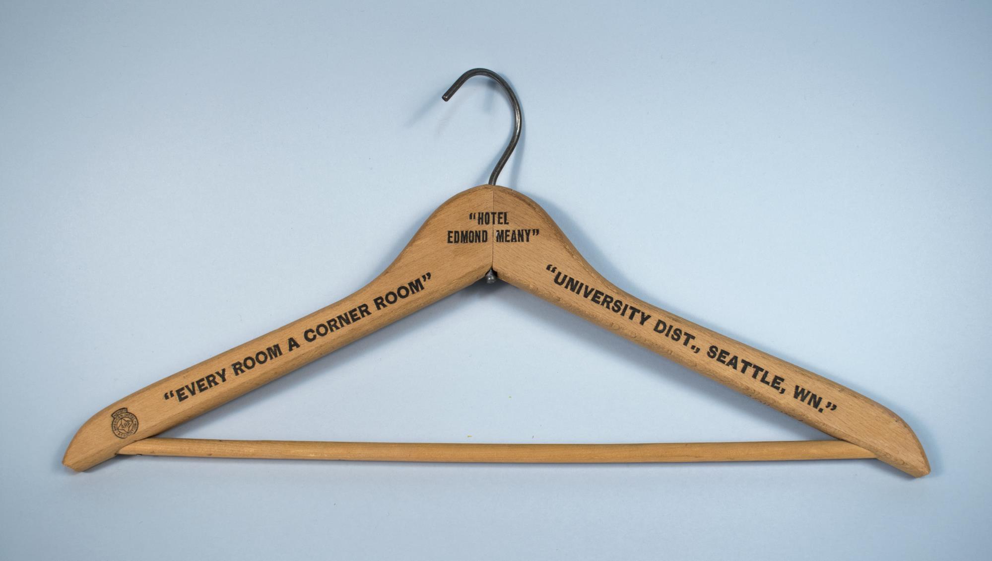Image of Wooden clothes hanger from the Edmond Meany Hotel, Seattle, WA, ca. 1950