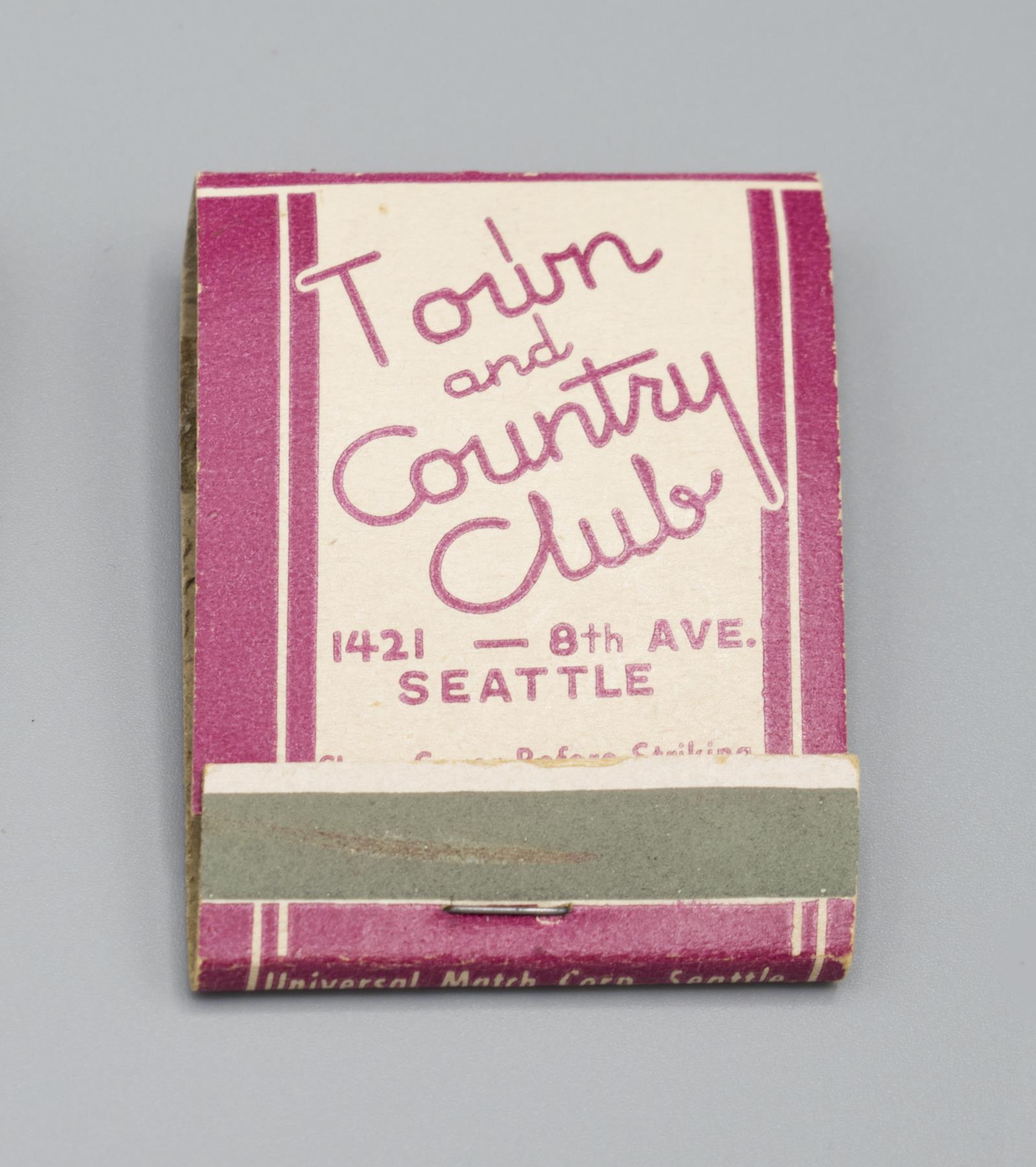 Image of Matchbook from the Town and Country Club, ca. 1950