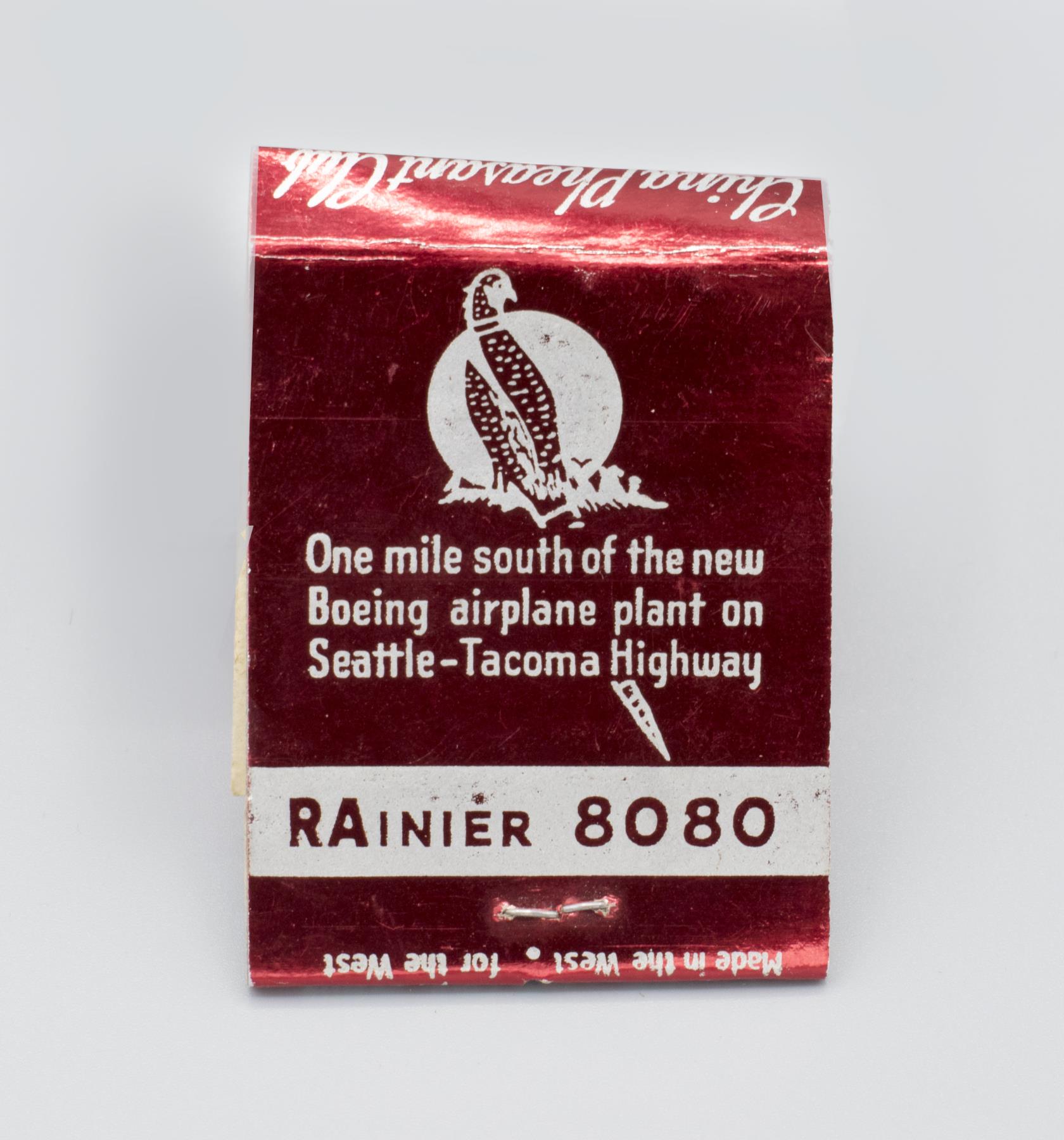 Image of Matchbook from the China Pheasant Club in Seattle, ca. 1950