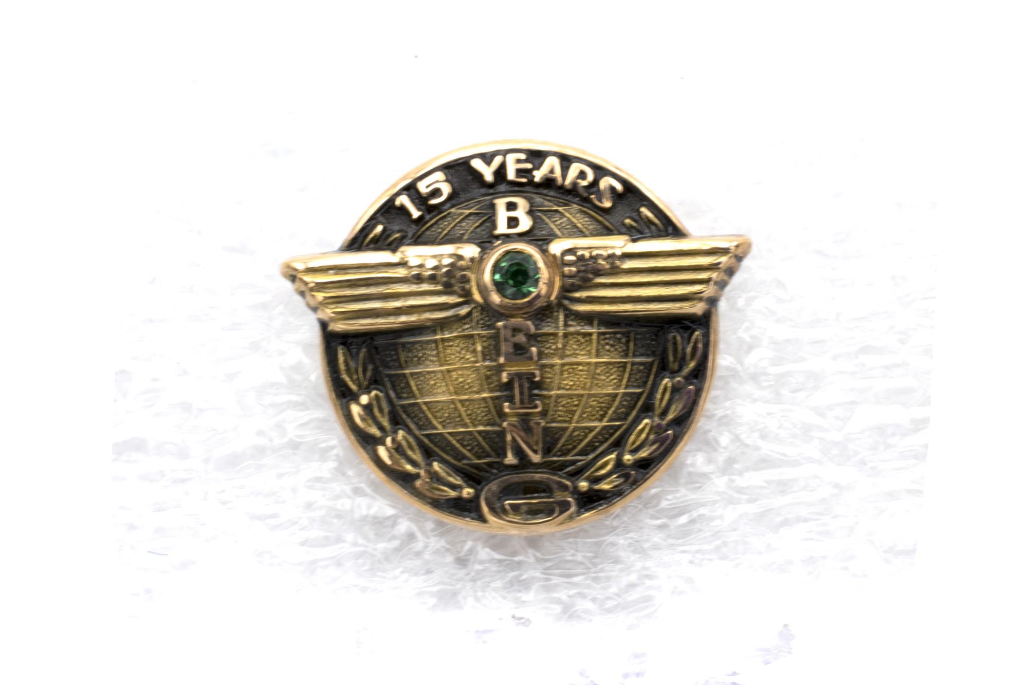 Image of Boeing employee service pin, 15 years, presented to Kito Kaneta, ca. 1960s