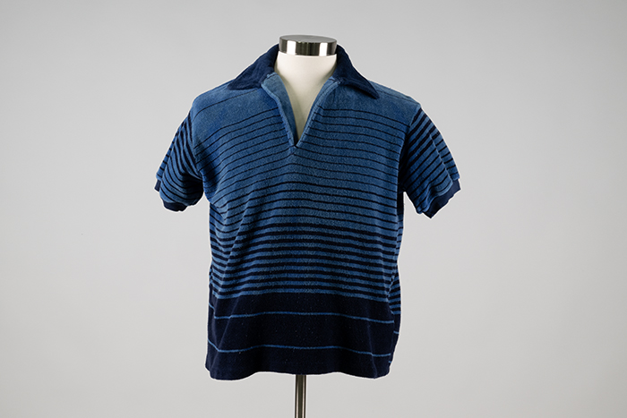 Image of Blue velour shirt from Brittania, ca. 1975-1979