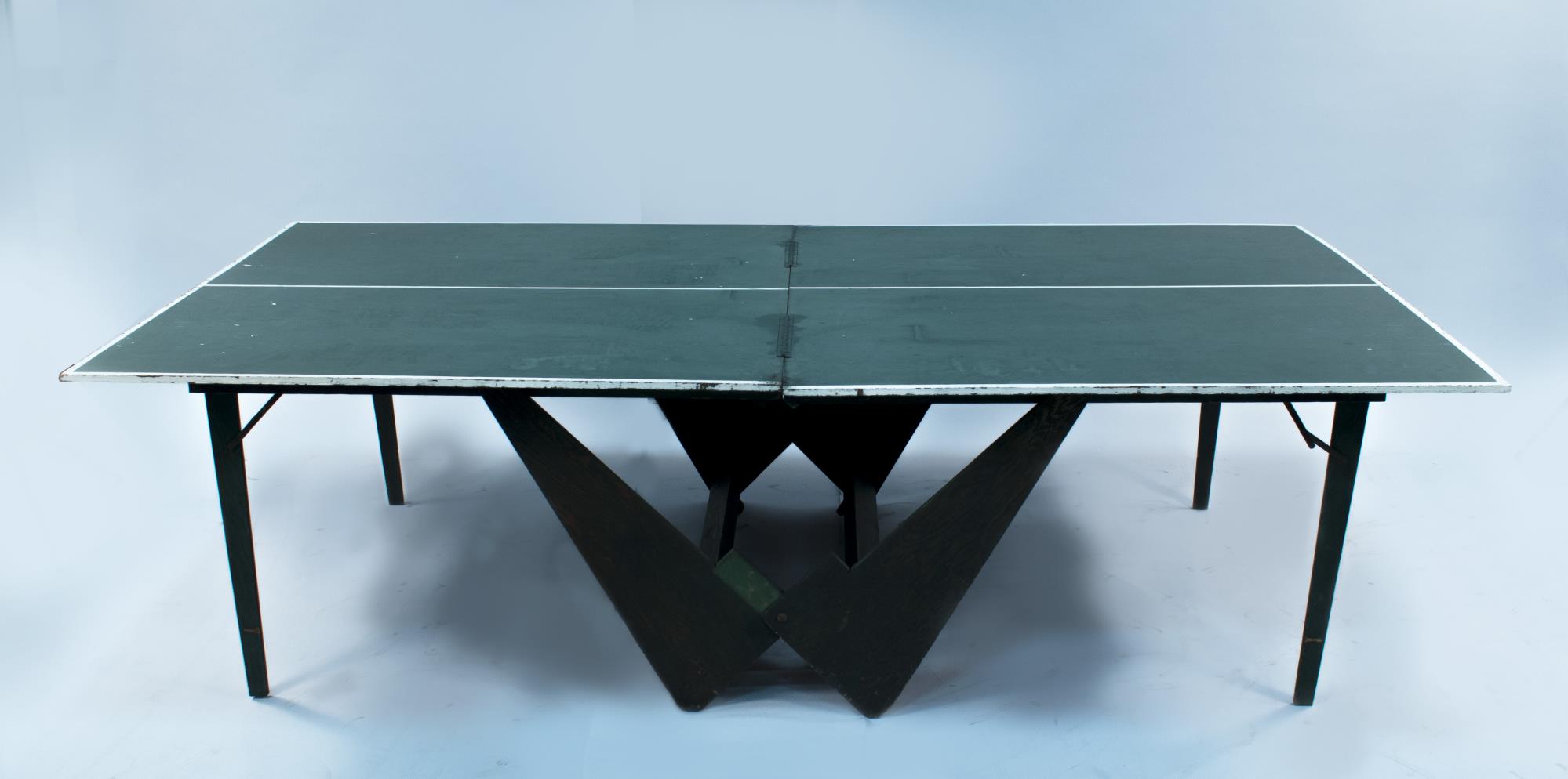 Image of Convertible folding table and ping pong table designed and patented by Berger Anderson, Boeing employee, 1957