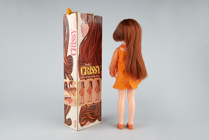 Image of Crissy doll and box given to donor on her 10th birthday in 1969