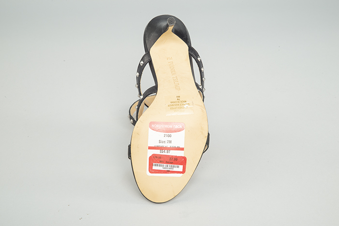 Image of Pair of Ivanka Trump heels with Nordstrom Rack discount stickers, 2017