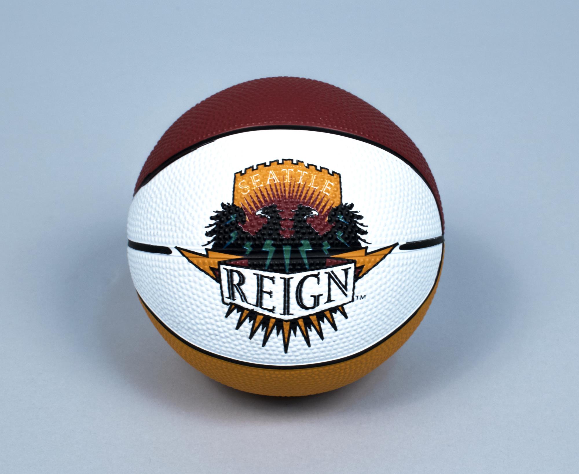 Image of Miniature basketball for the Seattle women's professional basketball team, the Seattle Reign, 1997
