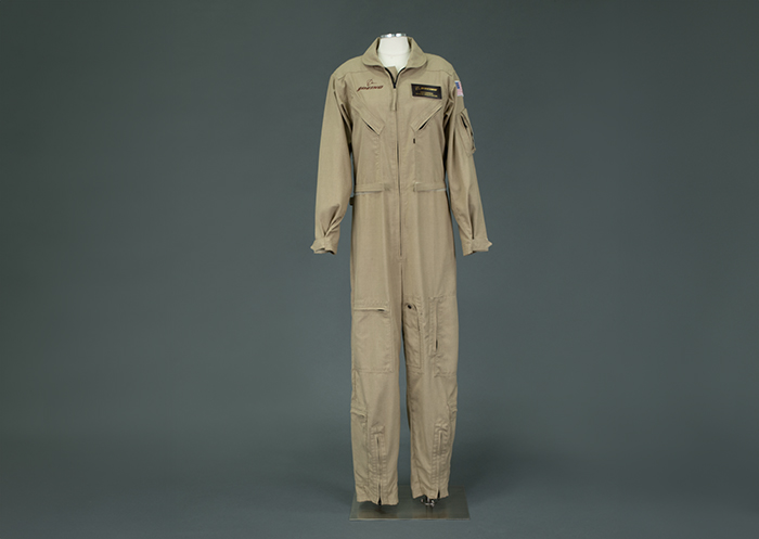 Image of Boeing flight suit worn by Jean Chamberlin, 2008