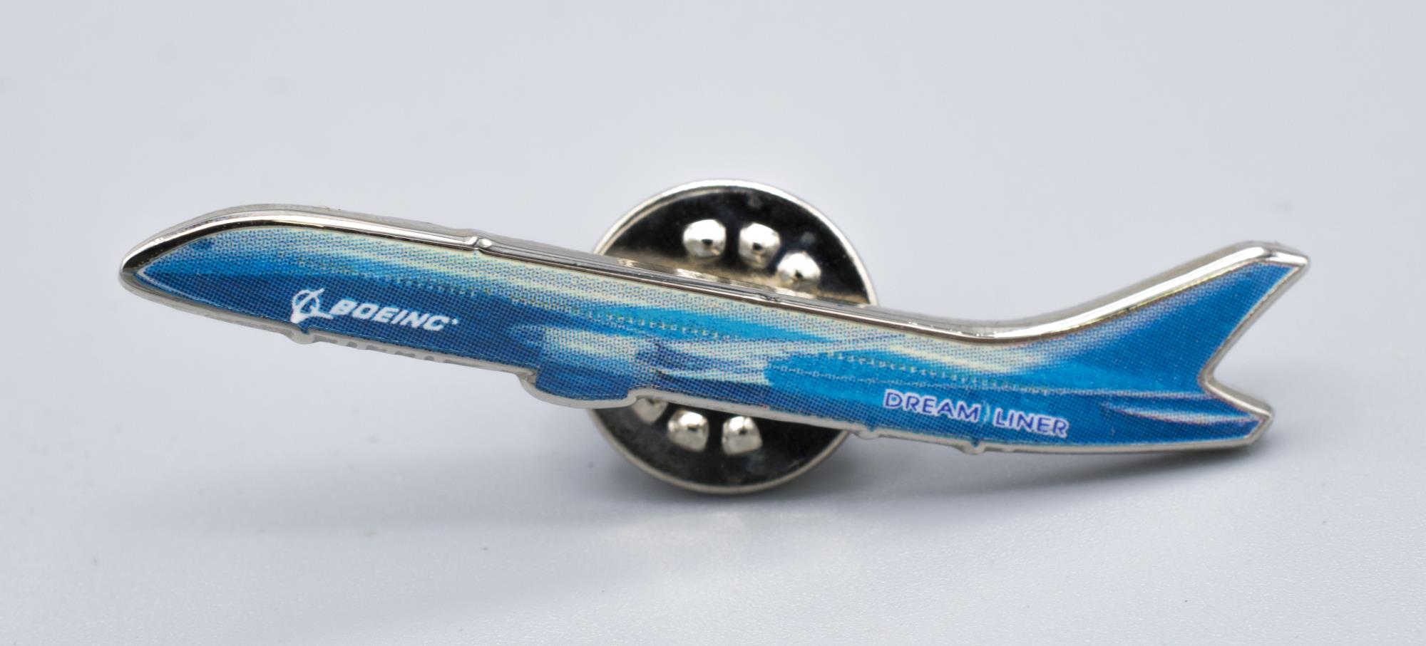 Image of Lapel pin in the shape of the Boeing 787 Dreamliner commercial jet, 2007