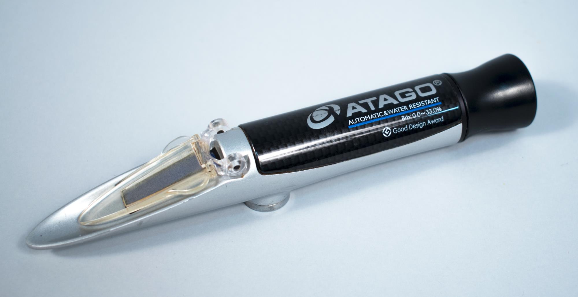 Image of Atago hand-held refractometer (brixometer) used by local food entrepreneur Jon Rowley to calculate brix, ca. 2008