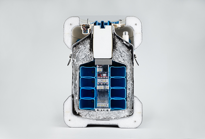 Image of Cutaway demo of the Arktek Passive Vaccine Storage Device (P6), ca. 2008