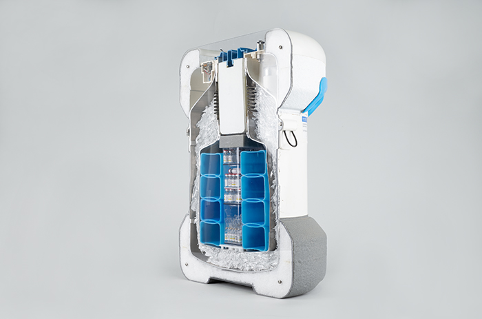 Image of Cutaway demo of the Arktek Passive Vaccine Storage Device (P6), ca. 2008