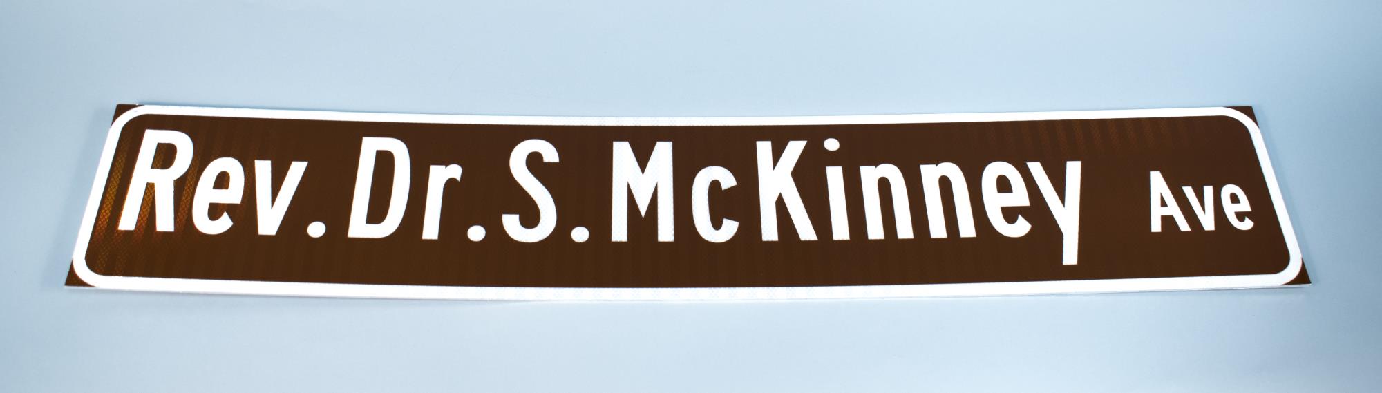 Image of Street sign made in 2014 for Rev. Dr. S. McKinney Ave