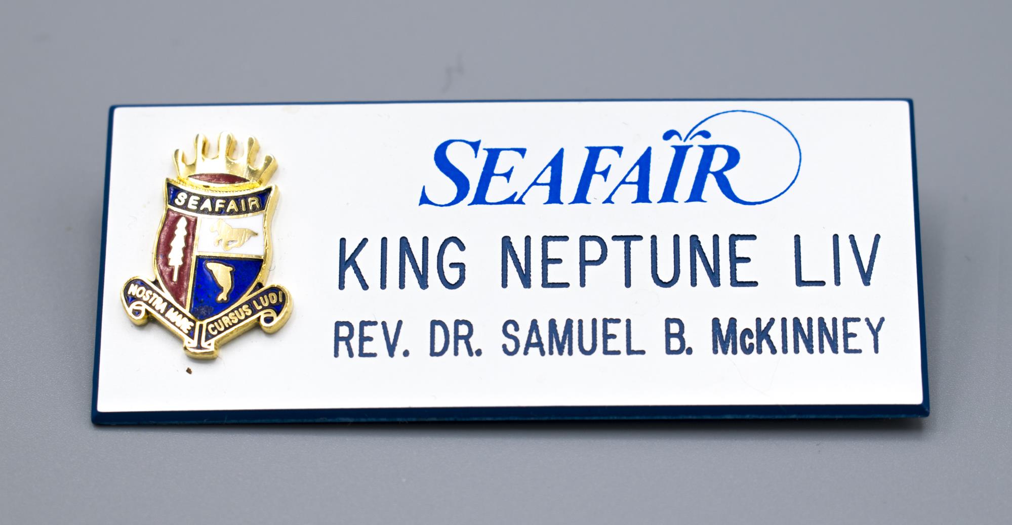 Image of Pin worn by Rev. Dr. Samuel B. McKinney when he was King Neptune LIV at Seafair, 2003
