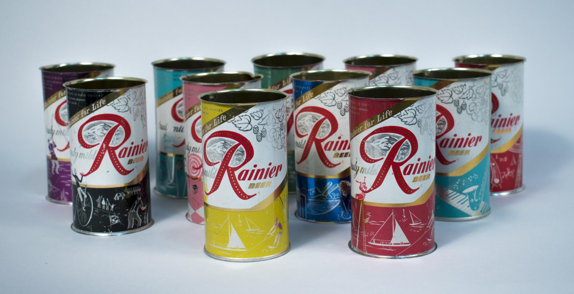 Image of Collection of Rainier Beer cans from Boeing Wind Tunnel, ca. 1950s