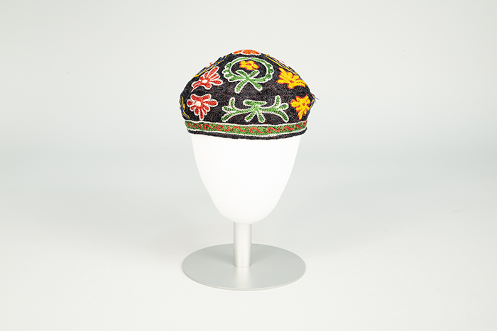 Image of Black embroidered skull cap worn by Reverend Dr. Samuel B. McKinney, ca. 1960s-2010s