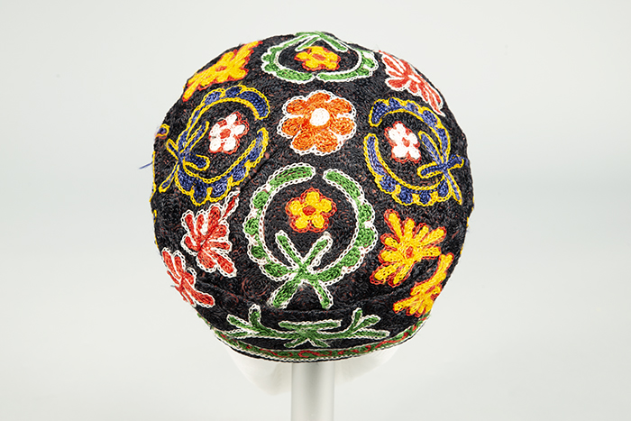 Image of Black embroidered skull cap worn by Reverend Dr. Samuel B. McKinney, ca. 1960s-2010s
