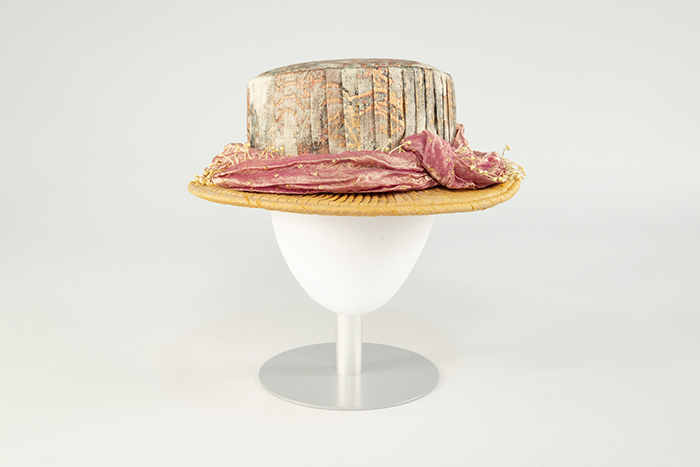 Image of Pink and gold hat, made by Cheri A. Ellis, ca. 2000