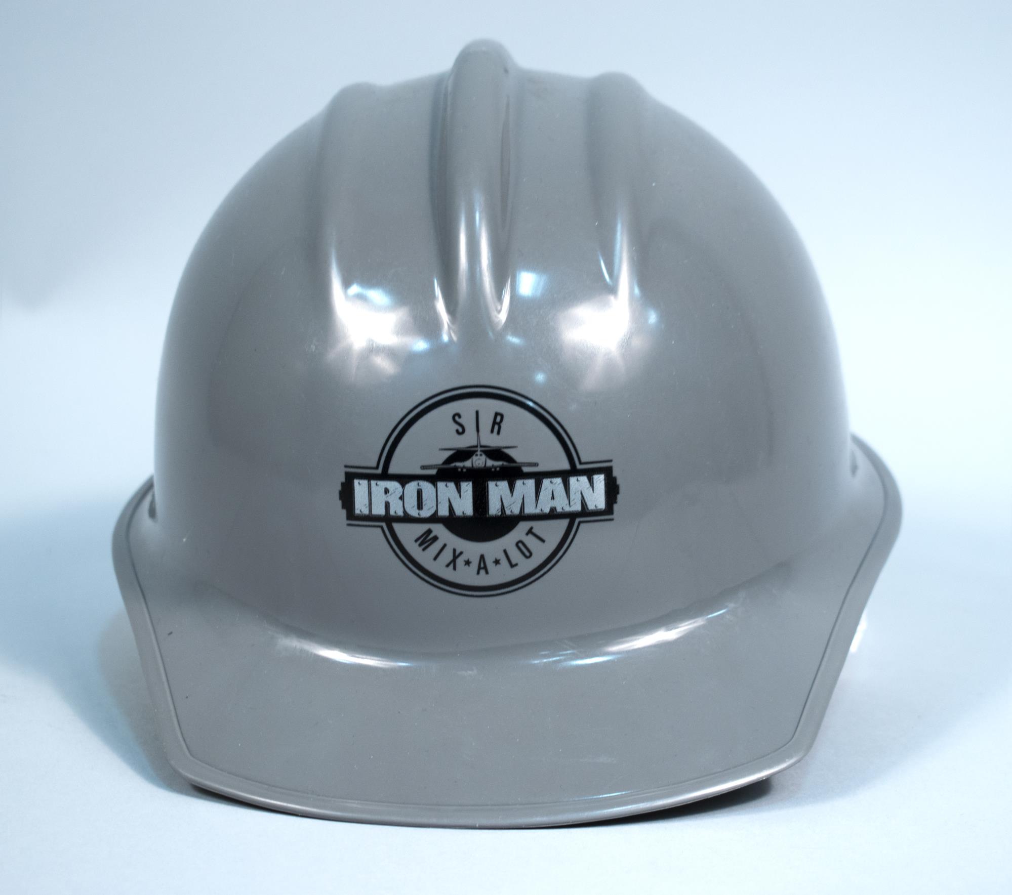 Image of Sir Mix-A-Lot Iron Man hardhat, ca. 1988
