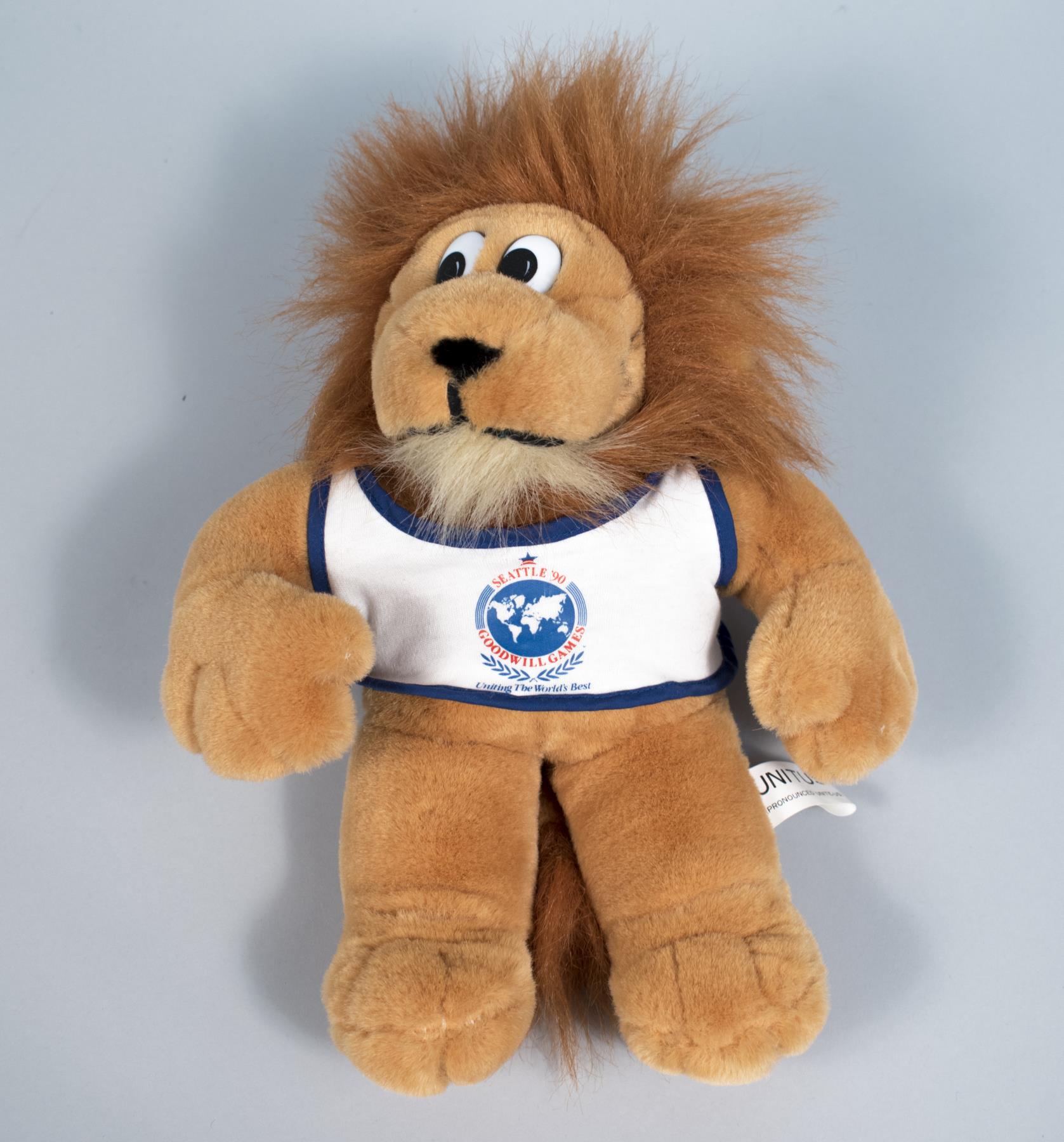 Image of Souvenir plush toy lion, mascot for the Seattle Goodwill Games, 1990