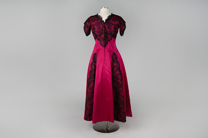 Image of Hot pink and black lace dress, c. 1965-66