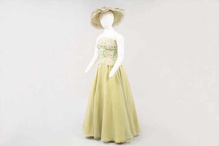 Image of Green gown with matching stole and hat, made by Howard Blair, 1970s