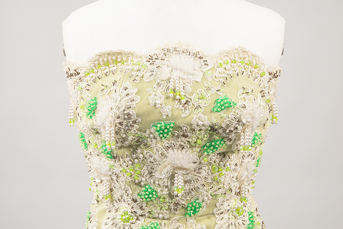 Image of Green gown with matching stole and hat, made by Howard Blair, 1970s