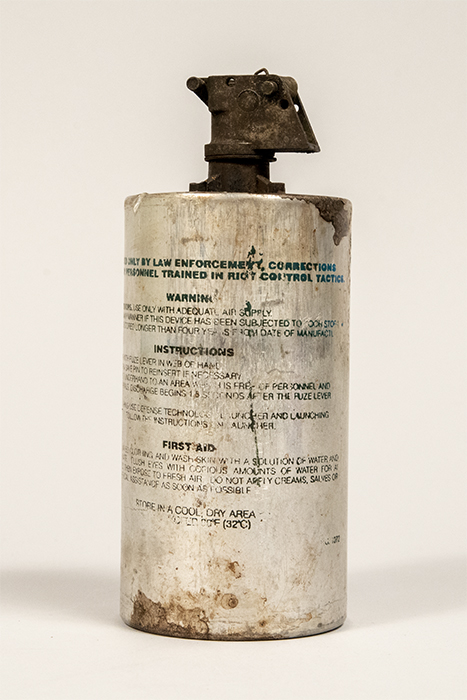 Image of Spent tear gas cannister from the World Trade Organization (WTO) Conference protest in Seattle, 1999