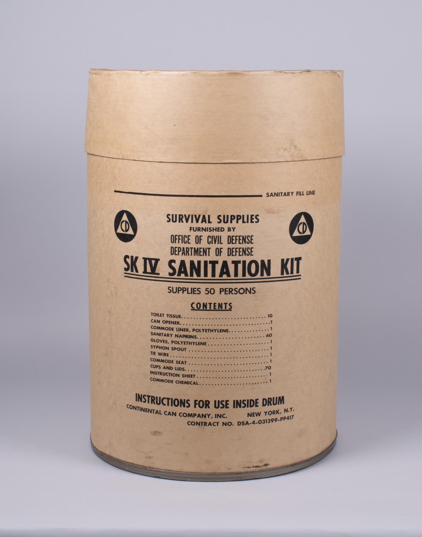 Image of Civil defense sanitation kit from the Everett Boeing Plant, 1966