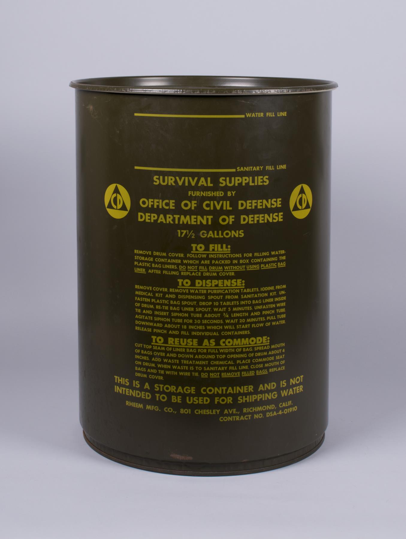 Image of Civil defense human waste receptacle from the Everett Boeing Plant, 1966