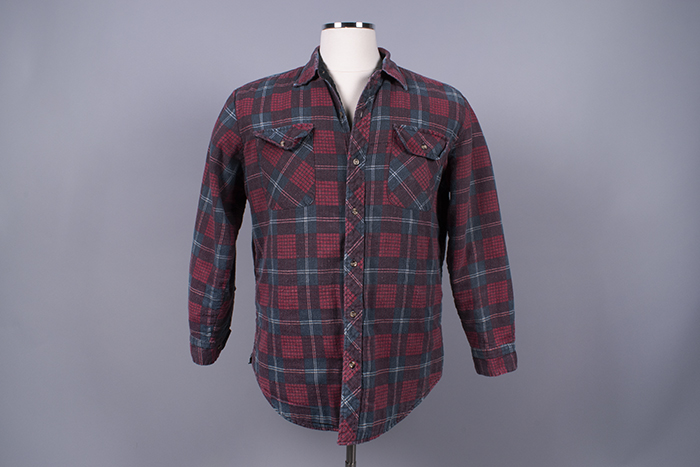 Image of Red flannel quilted shirt made by Outdoor Exchange, 1991