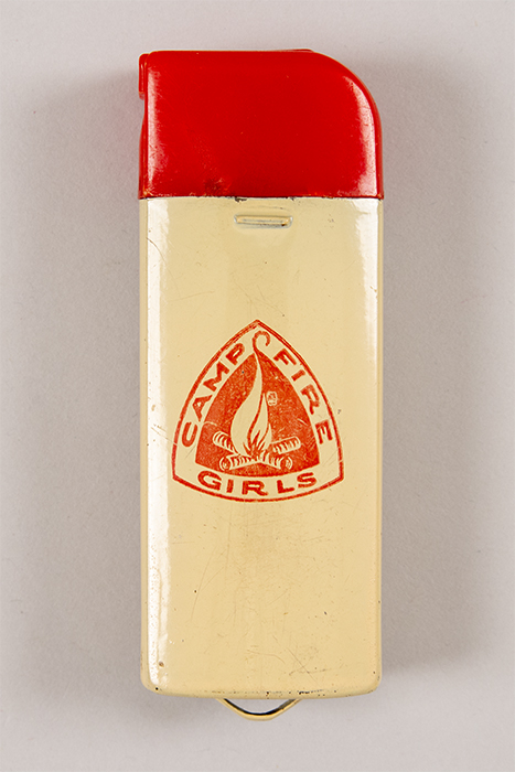 Image of Camp Fire Girls match holder, 1960s