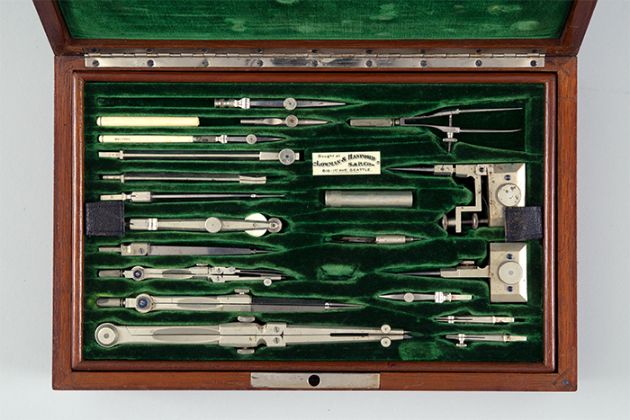Image of Lowman & Hanford drafting set, 1910