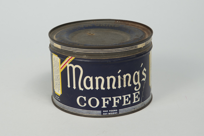 Image of Manning's Coffee tin, 1 lb. ca. 1938
