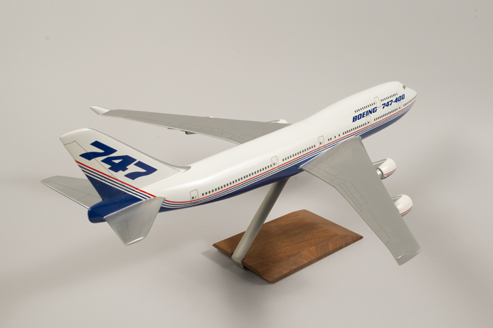 Image of Model airplane of the Boeing 747-400 that was first placed in service in 1989