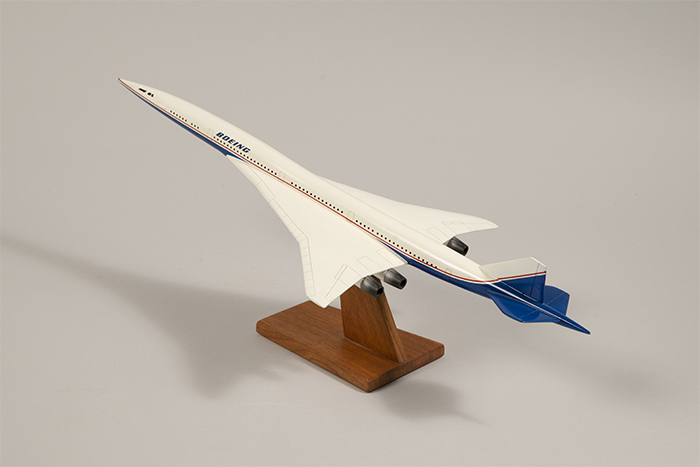 Image of Model airplane of the Boeing 2707 SST (Supersonic Transport) which was cancelled in production in 1971