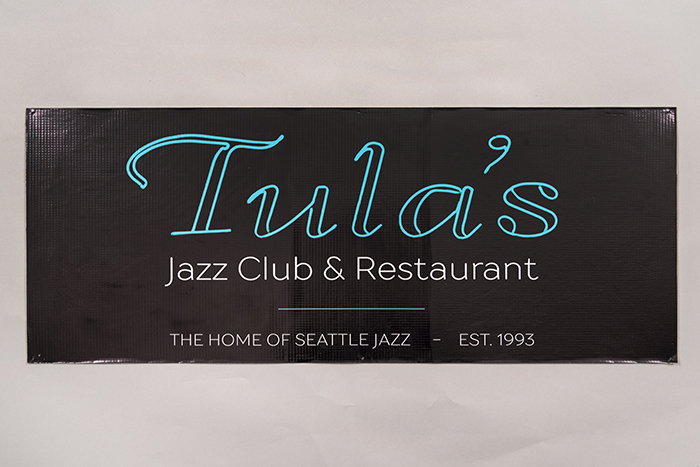 Image of Sign that hung in Tula's Jazz Club and Restaurant, ca. 1990